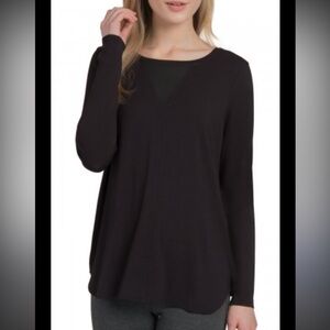 Lysse Modal Trim long sleeve tee Black Size XS